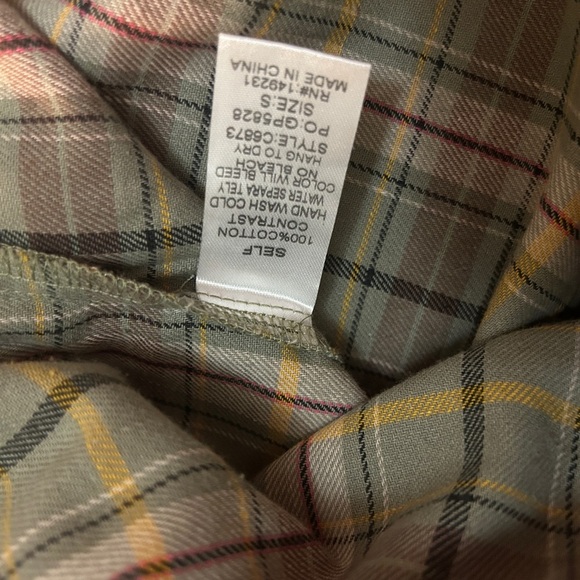 Beautiful Kori sage green plaid quarter zip flannel shirt, unisex size S/M Prep - Picture 7 of 11